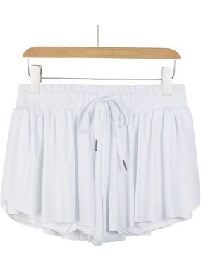 Flowy Lightweight White Women’s Drawstring Shorts with pockets